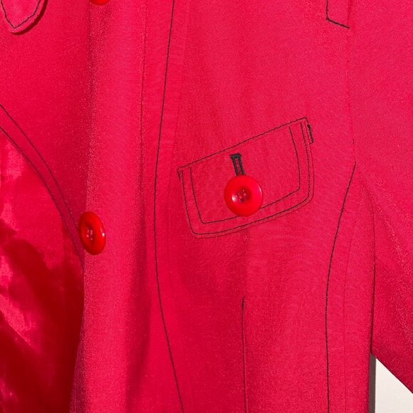 Marisota Womens Red Button-Up Coat Size US 10 Polyester Outerwear With Pockets - Picture 2 of 11